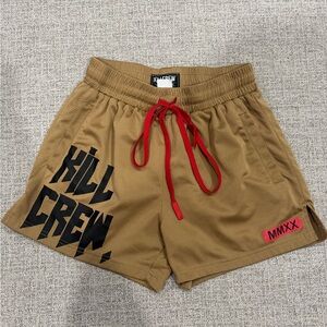 Kill Crew Tan Unisex Muay Thai Shorts, Sz Medium
